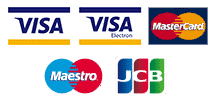 Visa, Visa Electron, Mastercard, Maestro and JCB logo's