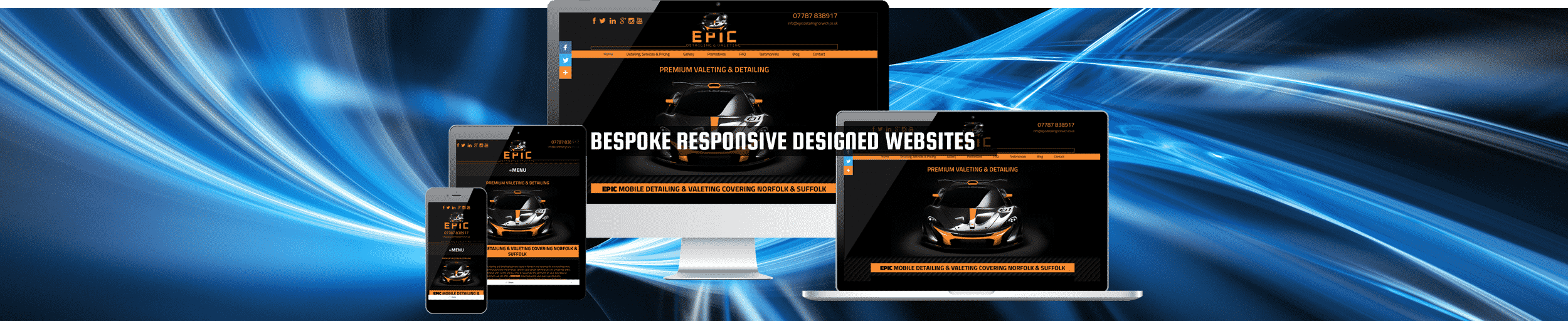 52Degrees Web Design - feature image | "bespoke responsive designed websites" | image of a website designed responsively by 52Degrees (available on tablet, mobile, laptop and desktop) | Telecoms Solutions, Norwich