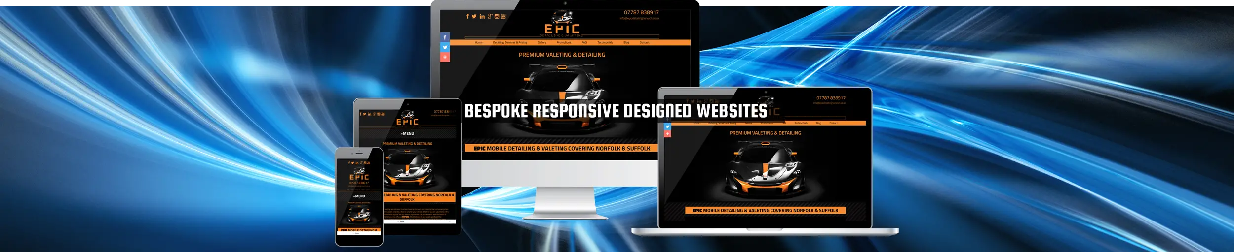 52Degrees Web Design - feature image | "bespoke responsive designed websites" | image of a website designed responsively by 52Degrees (available on tablet, mobile, laptop and desktop) | Telecoms Solutions, Norwich